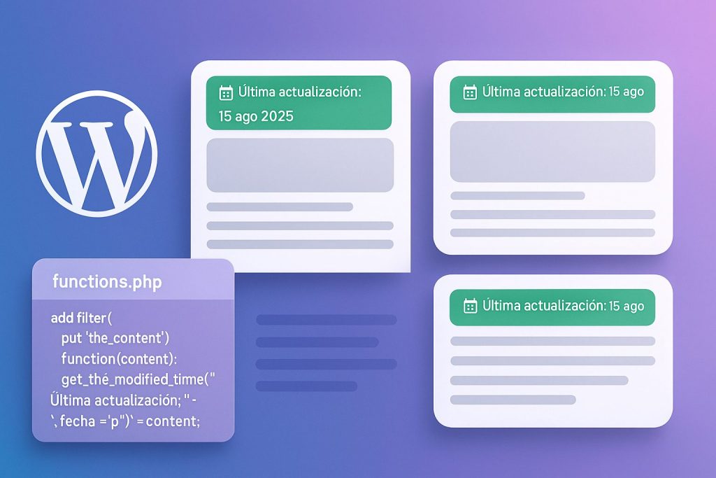 Cómo mostrar fecha de última actualización en entradas del blog usando código en functions