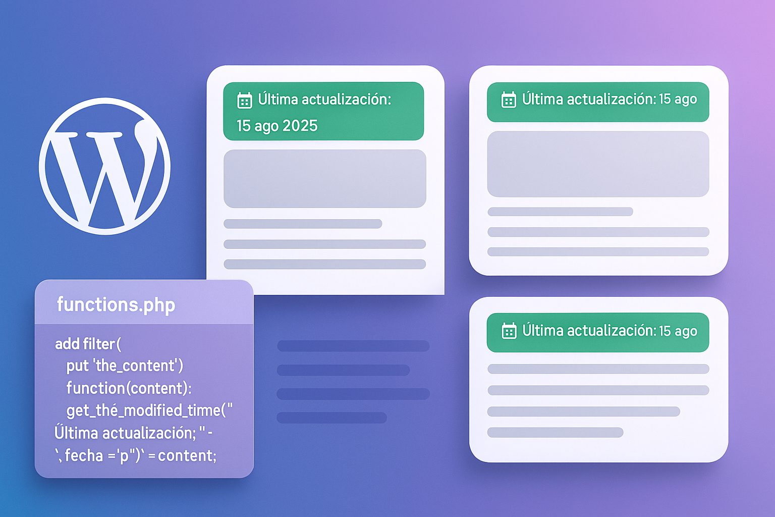 Cómo mostrar fecha de última actualización en entradas del blog usando código en functions