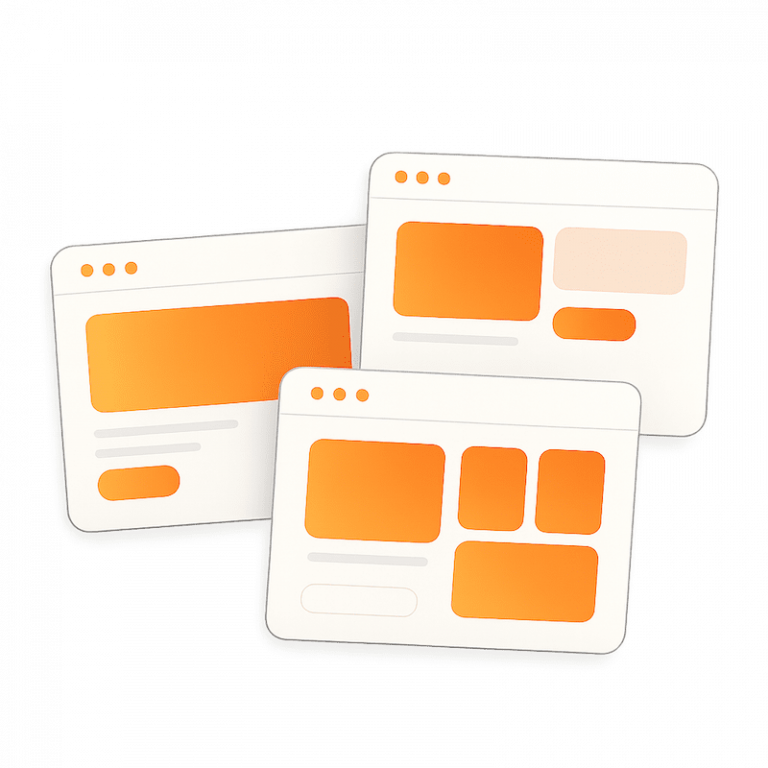 Mockups de plantillas WordPress en blanco y naranja
