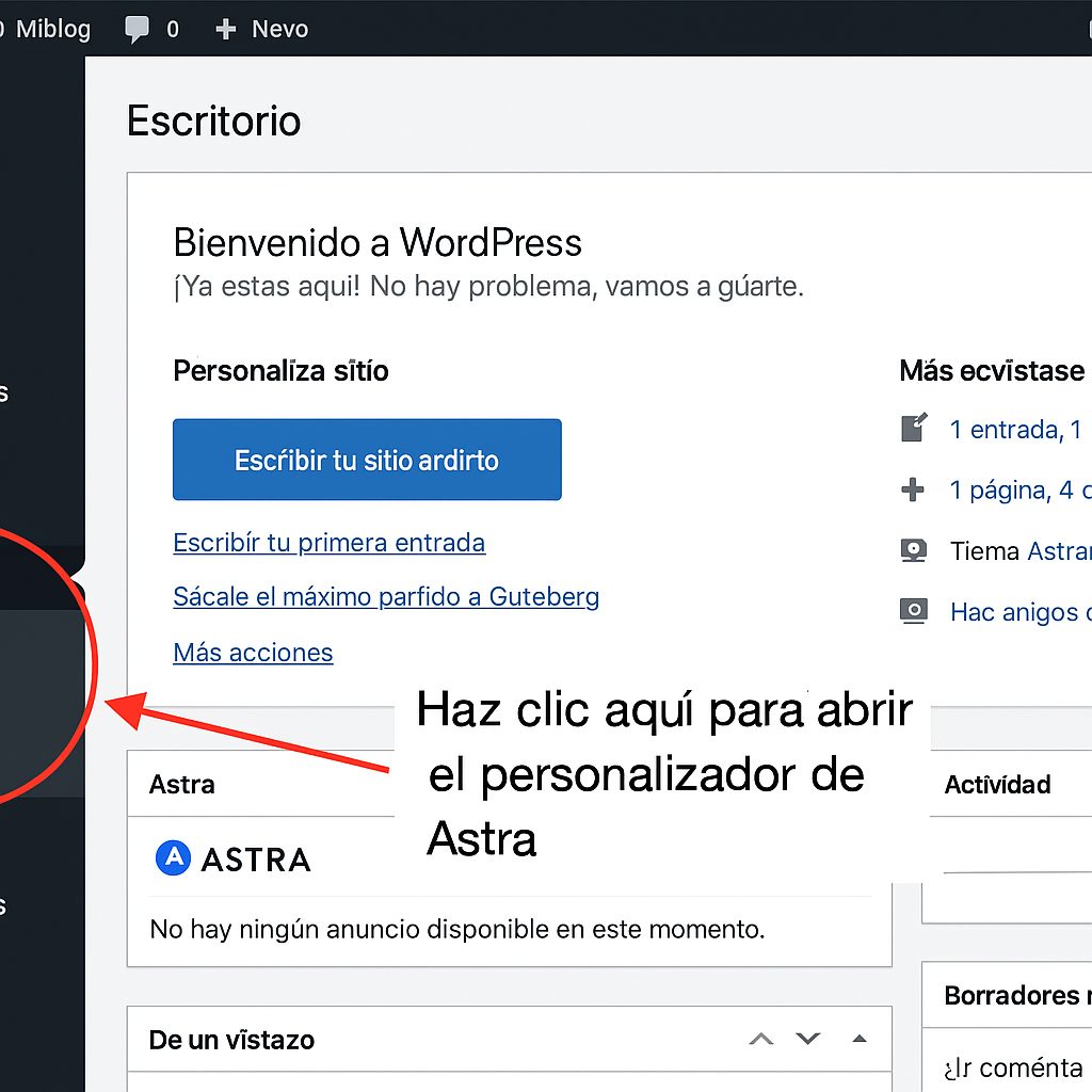 Haz clic aquí para abrir el personalizador de Astra