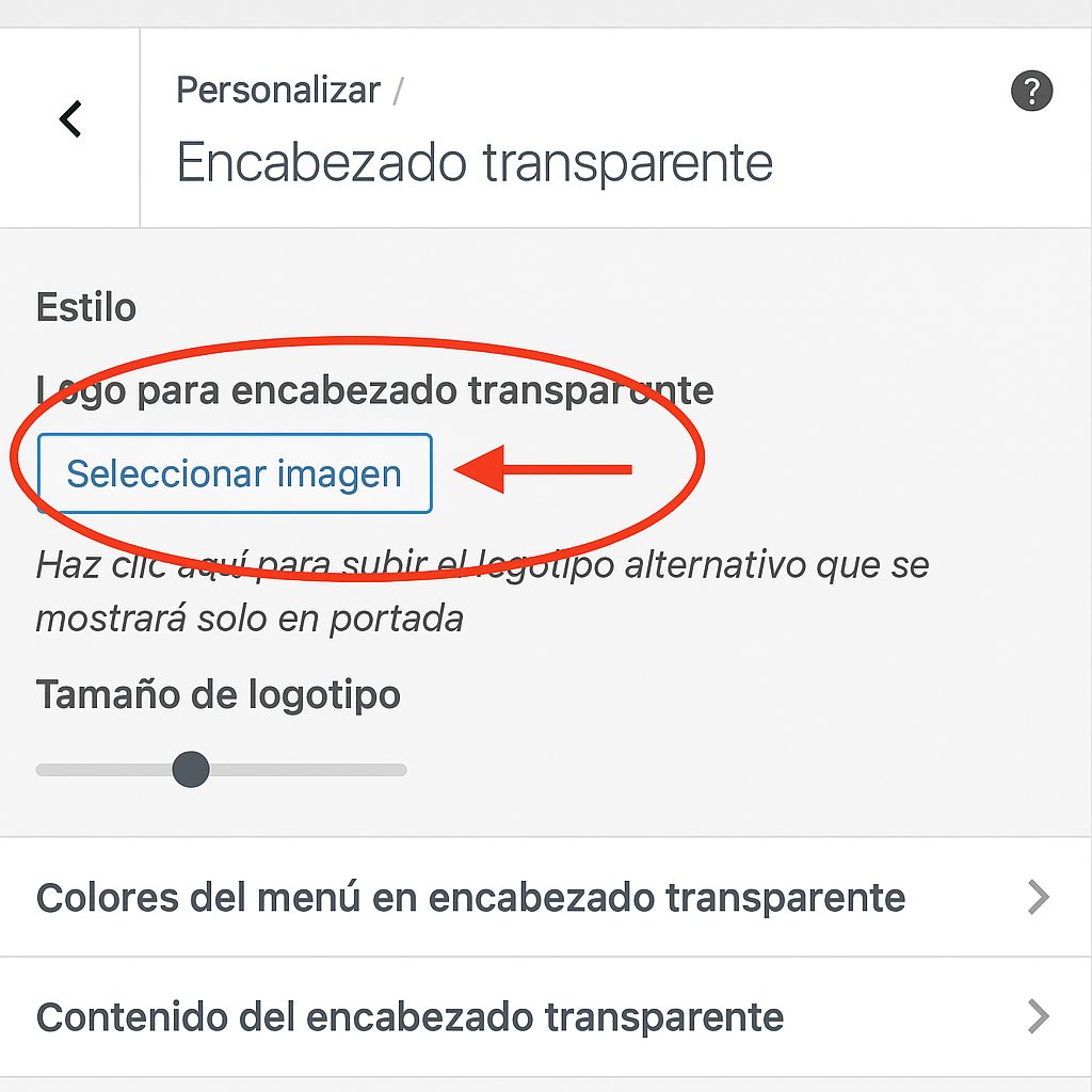 Haz clic aquí para subir el logotipo alternativo que se mostrará solo en la portada