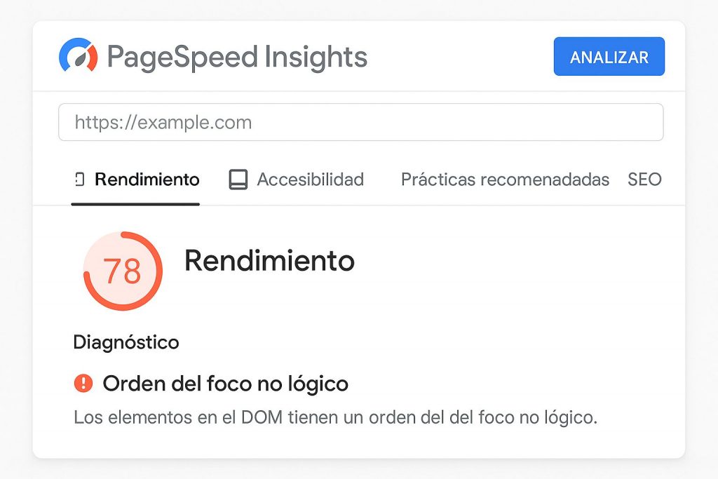 Orden del foco no lógico pagespeed