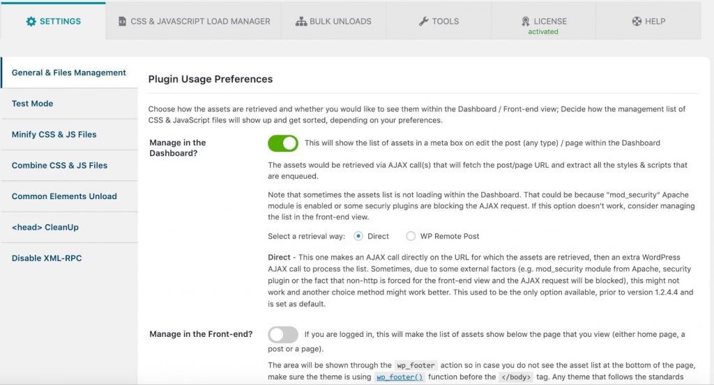 Plugin WP Assets version gratuita