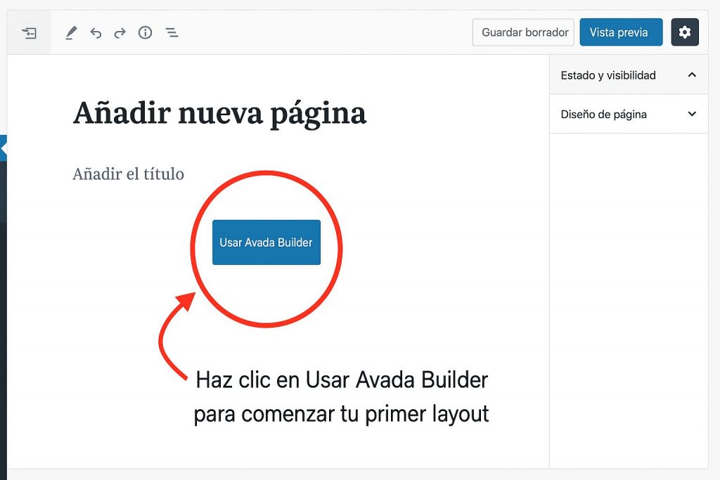 crear primera pagina con avada builder