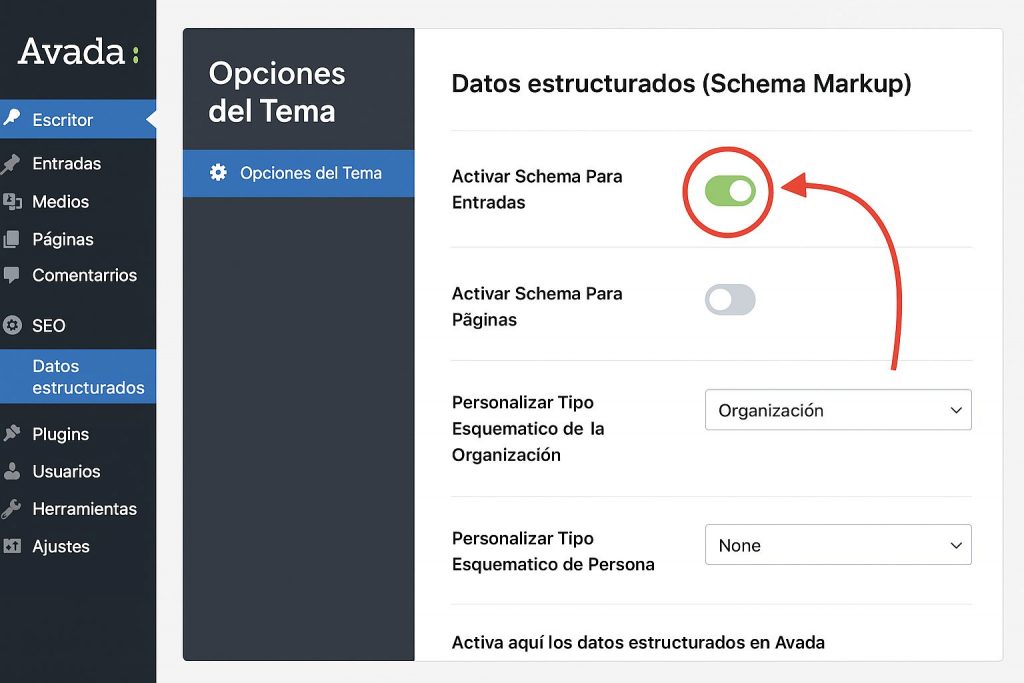datos estructurados con avada