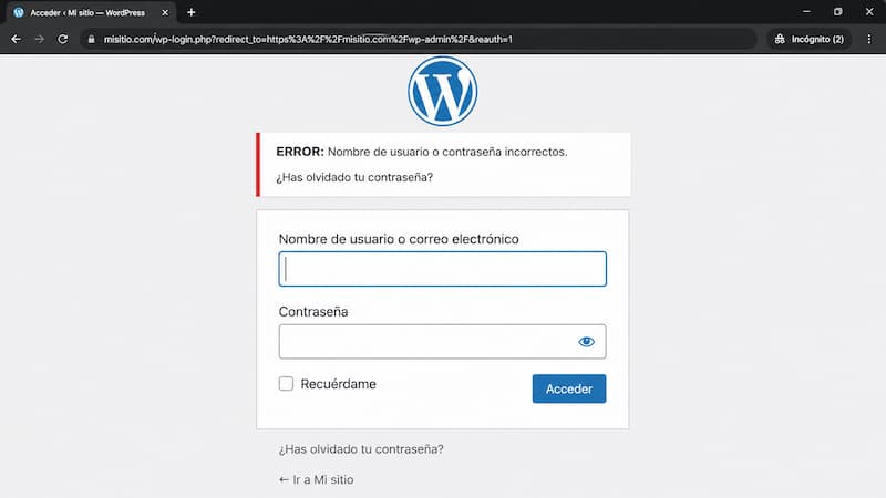 error de login infinito worpress
