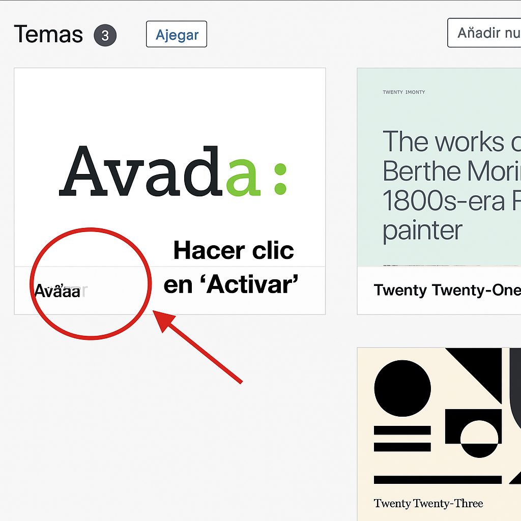 instalar avada activar