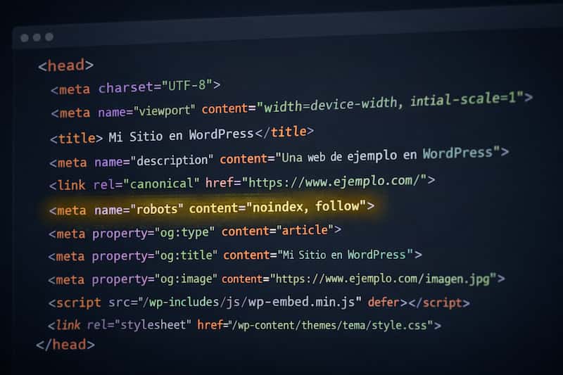 meta robots wordpress errores