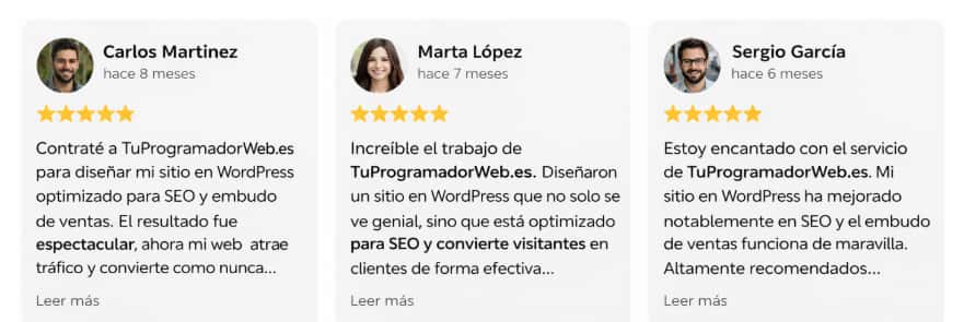 opiniones desarrollador wordpress