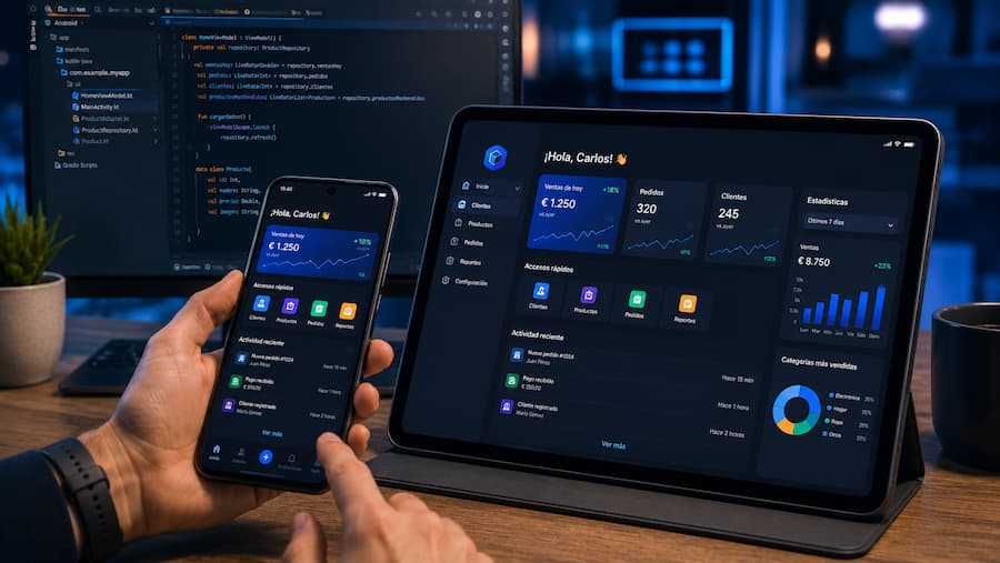 prueba real de app creada para tablet y movil