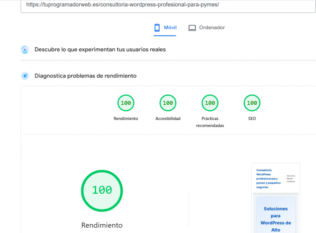 velocidad landing page rapida